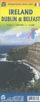 Ireland with Dublin and Belfast Travel Reference Map