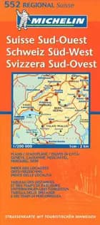 Michelin Schweiz Blad 552: Schweiz, sydvest - Geneve-Lausanne-Neuchatel-Fribourg-Sion