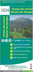 TOP75: 75032 Chaîne des Aravis - Massif des Bauges af IGN