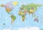 World Physical with Sea Relief (papir, plano m/ metalskinner)