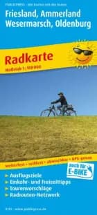 Friesland, Ammerland, Wesermarsch, Oldenburg Radkarte mit Ausflugszielen, Einkehr- & Freizeittipps