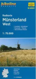 Radkarte Münsterland West: Coesfeld, Emsdetten, Enschede, Münster, 100 Schlösser-Route - Esterbauer
