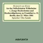 An das Stiftsfräulein Wilhelmine v. Zenge 1801