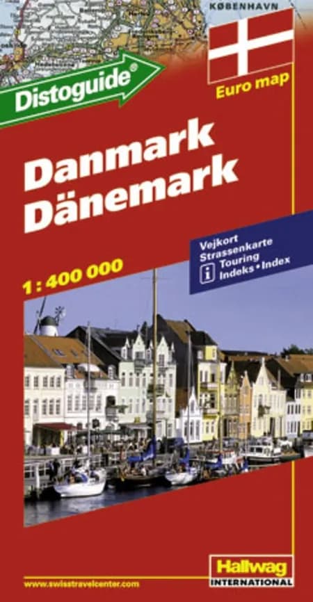 Hallwag, vejkort, Danmark (m/ distoguide) 