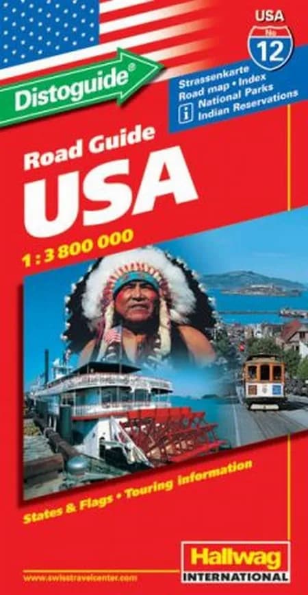 Hallwag, vejkort USA nr. 12: USA m/ distoguide 