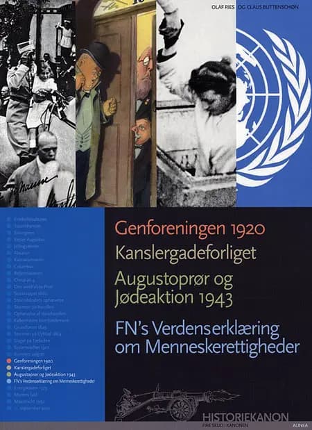 Genforeningen 1920, Kanslergadeforliget, Augustoprør og Jødeaktion 1943, FN's Verdenserklæring om Menneskerettigheder af Claus Buttenschøn