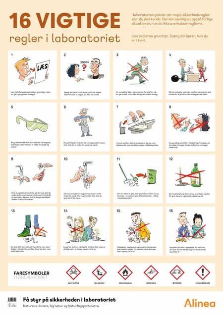 Plakat: 16 vigtige i laboratoriet af Alinea