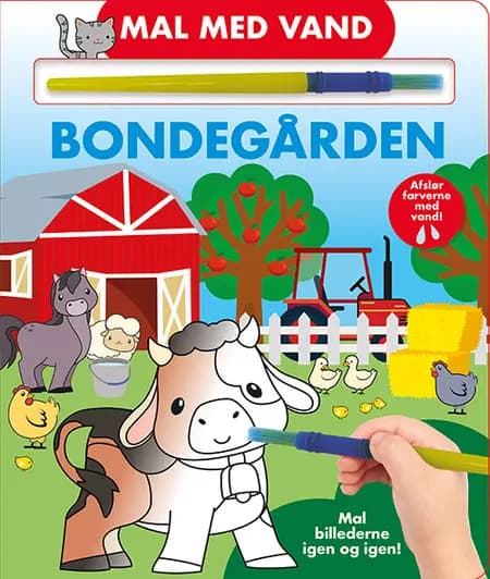 Mal med vand - Bondegården (papbog med pensel - farvelæg igen og igen) 
