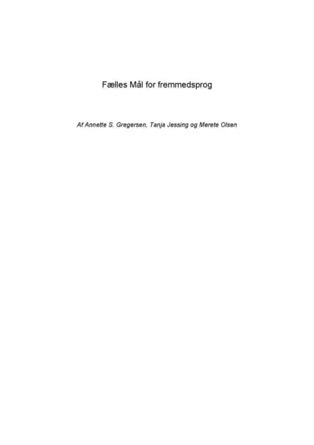 Fælles Mål for fremmedsprog af Annette S. Gregersen