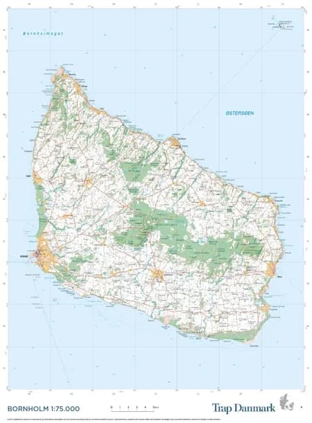 Trap Danmark: Falset kort over Bornholm af Trap Danmark