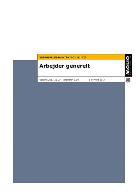 Beskrivelsesanvisning - arbejder generelt B1.020 