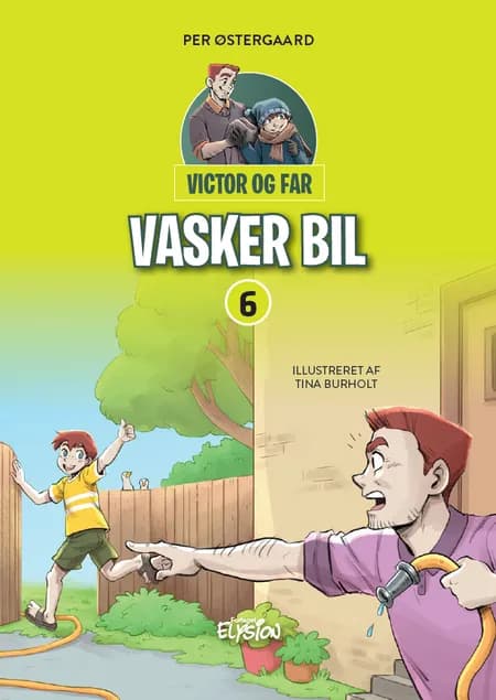 Victor og far vasker bil af Per Østergaard