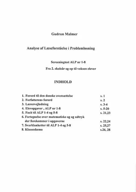 Analyse af læseforståelse i problemløsning af Gudrun Malmer