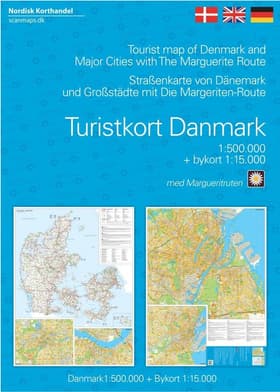 Turistkort Danmark med Margueritruten + bykort
