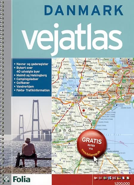 Danmark vejatlas med oplevelser af Folia