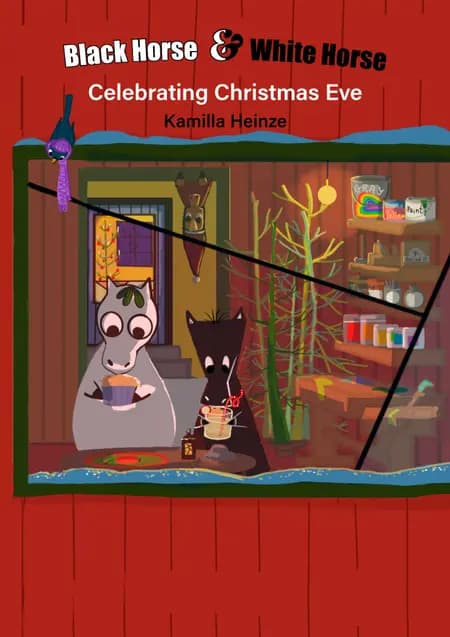 Black Horse & White Horse Celebrating Christmas Eve af Kamilla Heinze