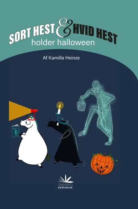 Sort Hest & Hvid Hest holder halloween af Kamilla Heinze