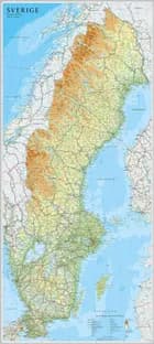 Sverige väggkarta 1:1 300 000 af Norstedts
