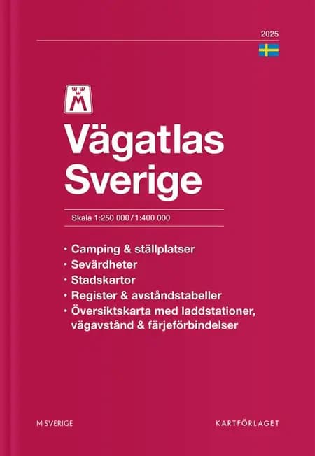 M Vägatlas Sverige 2025 : skala 1:250 000/1:400 000 af Kartförlaget