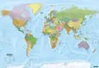 World Map, political - physical, Poster with metal ledges