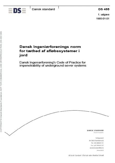 Dansk Ingeniørforenings norm for tæthed af afløbssystemer i jord 