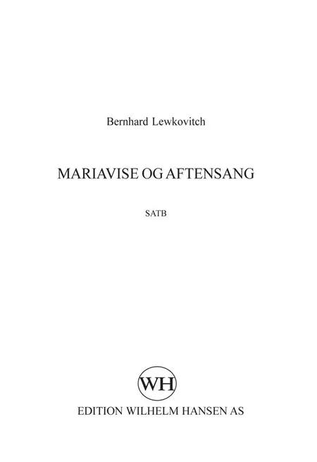 Mariavise og Aftensang af Bernhard Lewkovitch