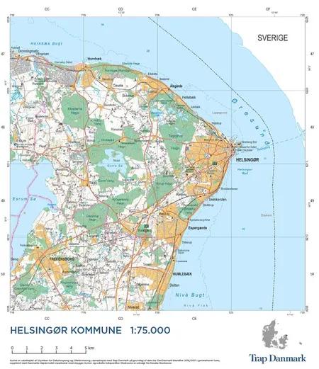 Trap Danmark: Falset kort over Helsingør Kommune af Trap Danmark