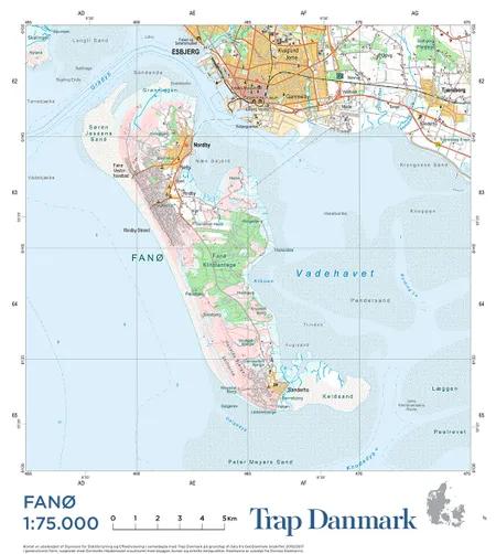 Trap Danmark: Falset kort over Fanø af Trap Danmark