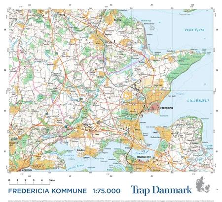 Trap Danmark: Falset kort over Fredericia Kommune af Trap Danmark