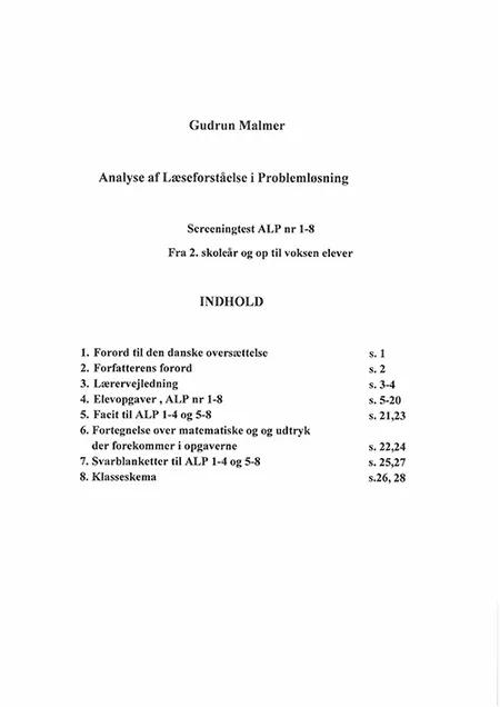 Analyse af læseforståelse i problemløsning af Gudrun Malmer